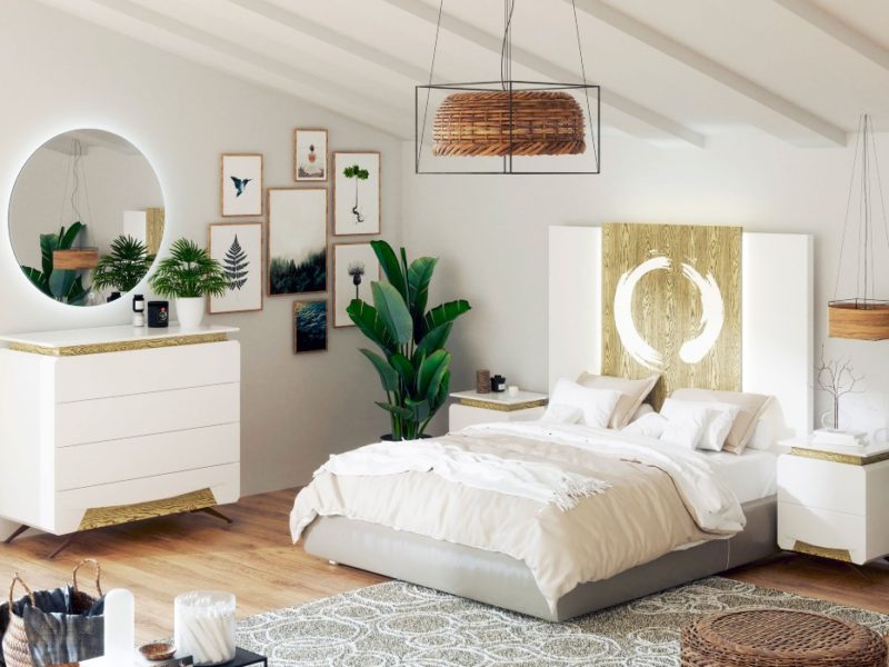 dormitorio-nordico-blanco-y-madera-con-comoda-haro- Casa Viva Muebles